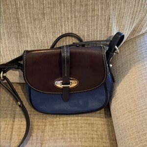 Dooney and Burke Verona crossbody bag, Mary, unique brown, and navy combination